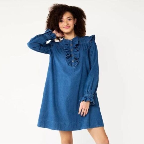 Draper James Dark Wash Chambray Ruffle Shift
Dress - Picture 3 of 12